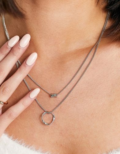 Collier multi-rangs avec anneau et perle pépite torsadée - Asos Design - Modalova