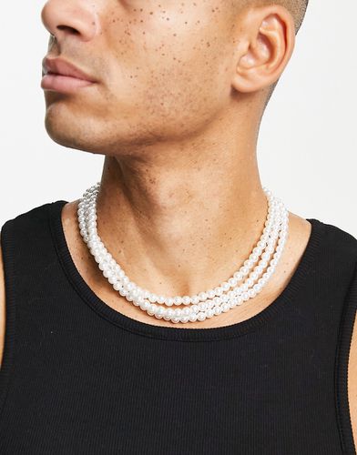 Collier multi-rangs orné de perles fantaisie - Asos Design - Modalova