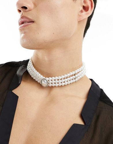Collier ras de cou multi-rangs en perles fantaisie - Asos Design - Modalova