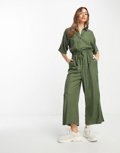 Combinaison chemise oversize avec lien noué à la taille - Kaki - Asos Design - Modalova