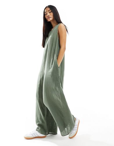 Combinaison jupe-culotte ras de cou - Kaki - Asos Design - Modalova