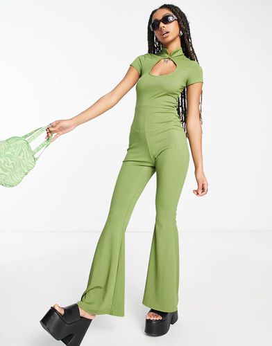 Combinaison manches courtes à découpe goutte d'eau - olive - Asos Design - Modalova