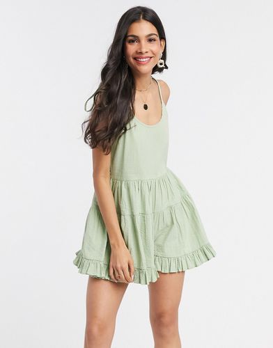 Combishort trapèze texturé avec volants superposés - Vert menthe - Asos Design - Modalova