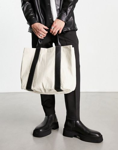 Cabas oversize en coton épais avec anses imitation cuir - Écru - Asos Design - Modalova