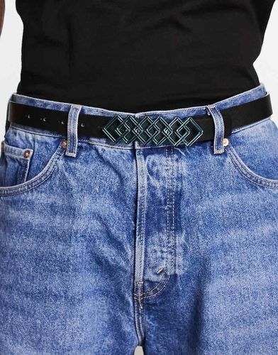 Ceinture fine en imitation cuir avec boucle géométrique - Noir - Asos Design - Modalova