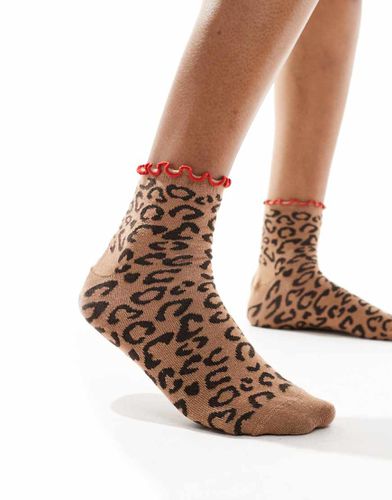 Chaussettes en maille à volants et imprimé léopard - Asos Design - Modalova