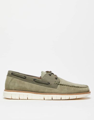 Chaussures bateau en daim - Kaki - Asos Design - Modalova