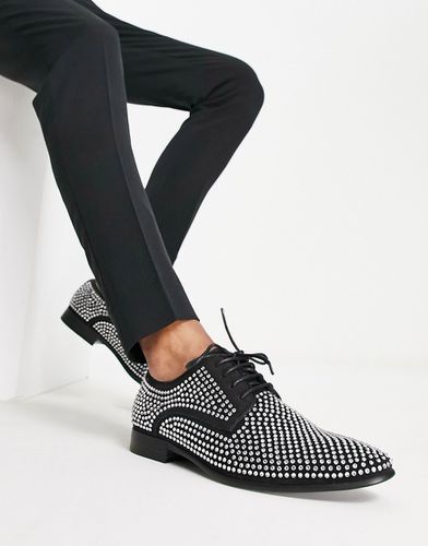 Chaussures derby en imitation daim verni à strass - Noir - Asos Design - Modalova