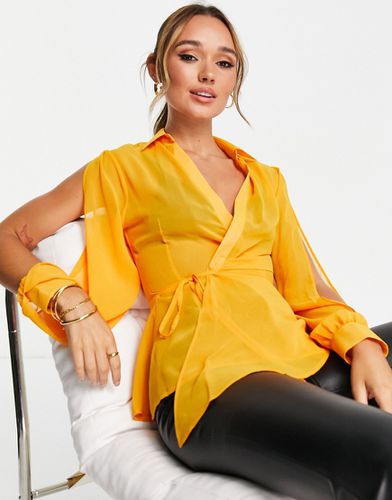 Chemise transparente coupe cache-caur à manches fendues - Orange délavé - Asos Design - Modalova