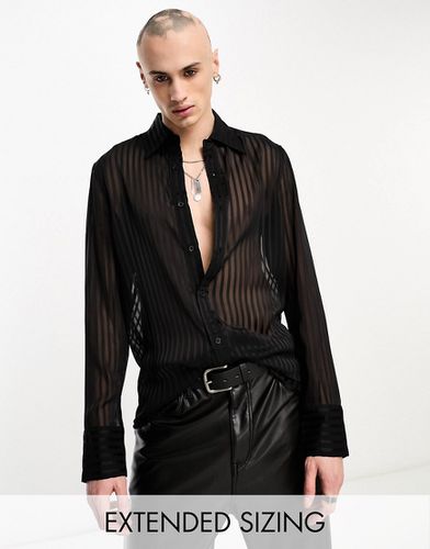 Chemise à rayures transparentes avec col style années 70 - Noir - Asos Design - Modalova