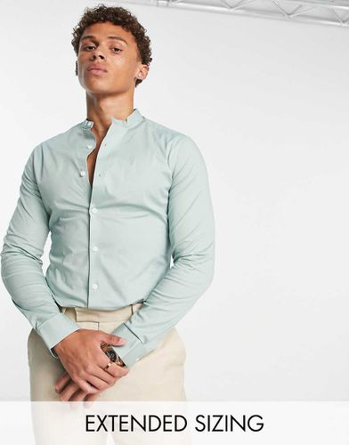 Chemise ajustée avec col grand-père - sauge - Asos Design - Modalova