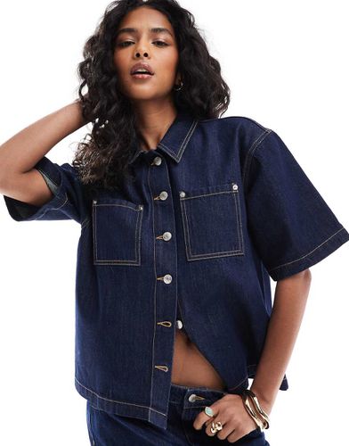 Chemise coupe carrée en denim - Indigo - Asos Design - Modalova