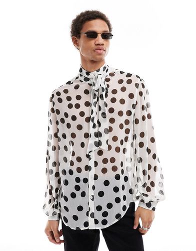 Chemise décontractée à pois avec col noué - et noir - Asos Design - Modalova