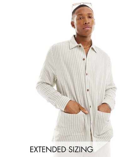Chemise décontractée à rayures - Beige et blanc - Asos Design - Modalova