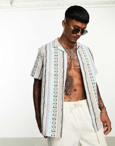 Chemise décontractée en lin mélangé avec revers et imprimé aztèque - Asos Design - Modalova