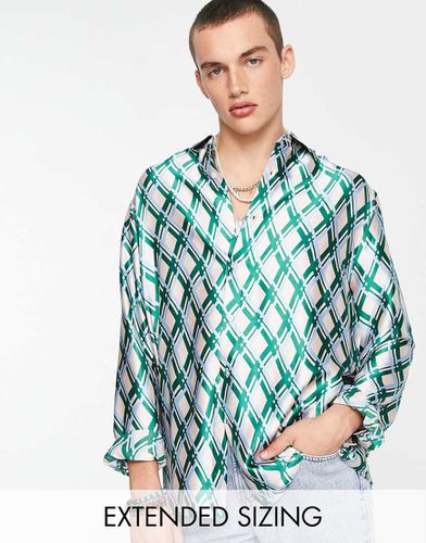 Chemise décontractée en satin à carreaux - Asos Design - Modalova