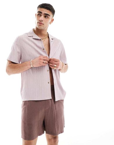 Chemise décontractée en tissu texturé effet froissé avec col à revers - Mauve - Asos Design - Modalova