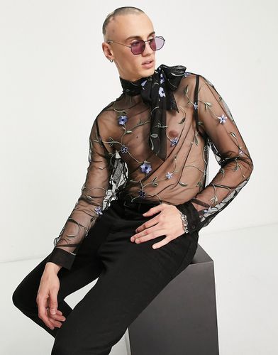 Chemise en tulle transparent à broderie fleurs - Asos Design - Modalova
