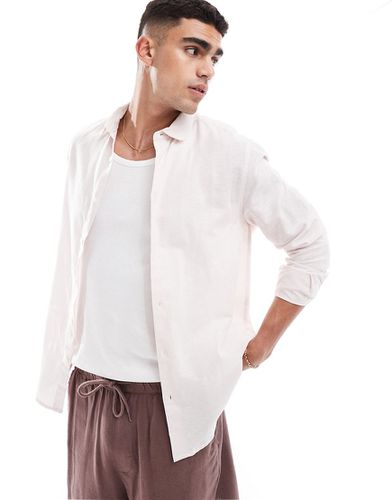 Chemise en lin habillée coupe classique avec col Claudine - pâle - Asos Design - Modalova