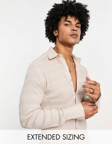 Chemise longue ultra ajustée en tissu froncé - Beige - Asos Design - Modalova