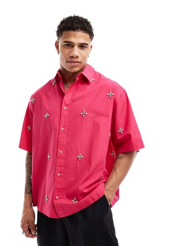 Chemise ornementée à col cranté - Rose - Asos Design - Modalova