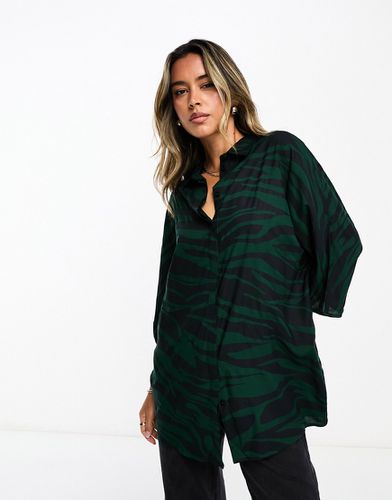 Chemise oversize à manches longues et zébrures - Vert - Asos Design - Modalova