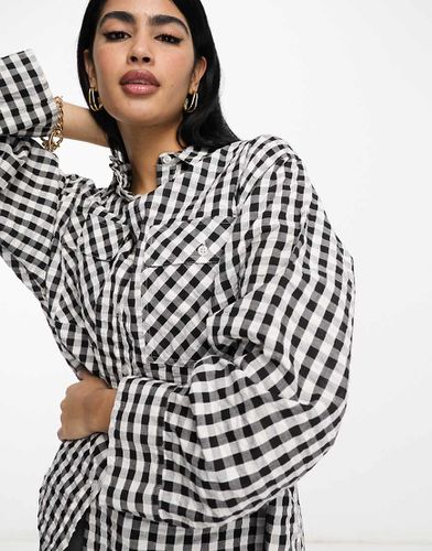 Chemise oversize à imprimé vichy - Noir et blanc - Asos Design - Modalova