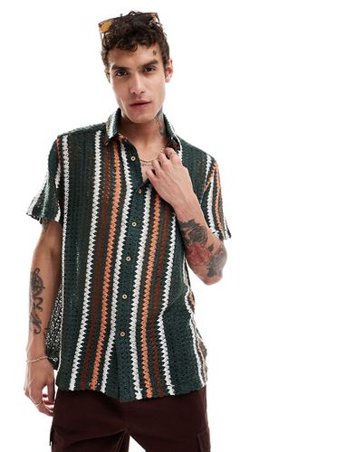 Chemise oversize à revers coupe carrée en maille au crochet à rayures - Asos Design - Modalova