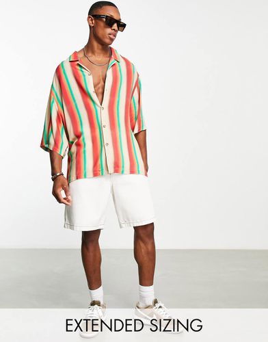 Chemise oversize à revers et épaules tombantes - Rayures rétro - Asos Design - Modalova