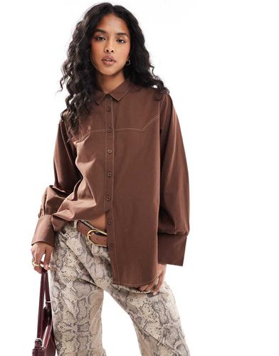 Chemise oversize style western à surpiqûres contrastantes - Chocolat - Asos Design - Modalova