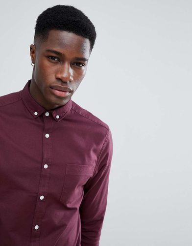 Chemise Oxford casual coupe ajustée - Bordeaux - Asos Design - Modalova