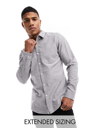 Chemise Oxford ajustée en fils teints - Anthracite - Asos Design - Modalova