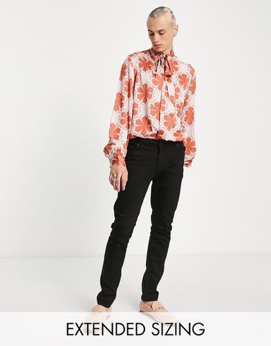 Chemise satinée à imprimé géométrique style années 70 avec col lavallière et manches blouson - Asos Design - Modalova