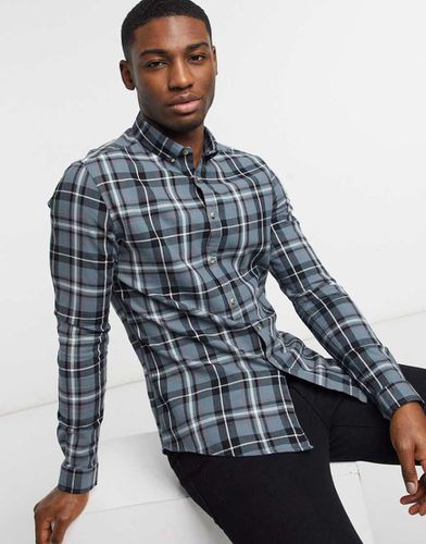 Chemise slim à carreaux - Bleu sarcelle - Asos Design - Modalova