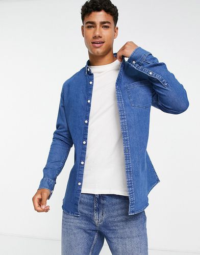 Chemise stretch cintrée en jean à délavage moyen - Asos Design - Modalova