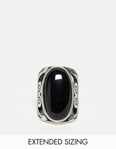 Chevalière oversize avec pierre noire - Argent poli - Asos Design - Modalova