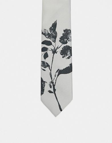 Cravate fine à imprimé fleuri - Beige - Asos Design - Modalova