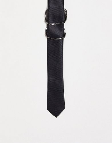 Cravate fine avec chaîne gris acier - Asos Design - Modalova