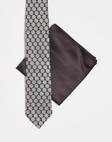 Cravate fine et pochette motif années 70 - et crème - Asos Design - Modalova