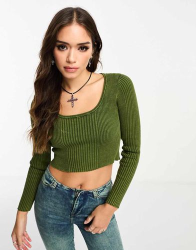 Crop top en maille - Kaki délavé - Asos Design - Modalova