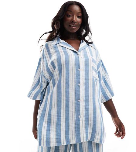 ASOS DESIGN Curve - Chemise style bowling oversize - Rayures de pyjama - Asos Curve - Modalova