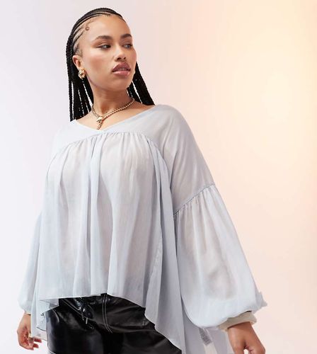 ASOS DESIGN Curve - Blouse transparente à manches ballon longues et godets - Asos Curve - Modalova