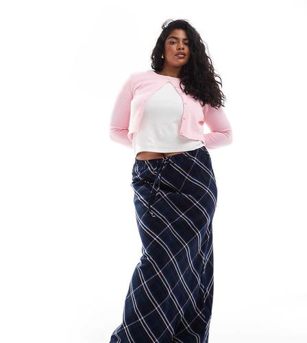 ASOS DESIGN Curve - Jupe longue à carreaux nouée à la taille - Bleu et rose - Asos Curve - Modalova