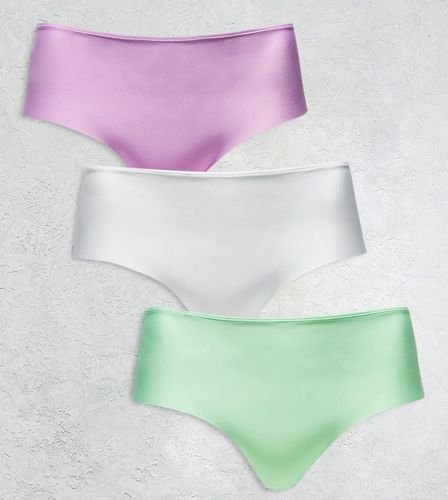 Curve - Lot de 3 shortys anti-démarcations à taille basse - Blanc/lilas/pistache - Asos Design - Modalova