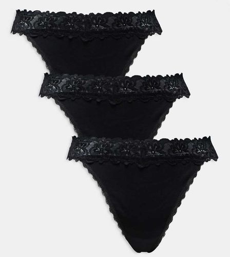 ASOS DESIGN Curve - Lot de 3 strings en coton avec taille en dentelle - Asos Curve - Modalova