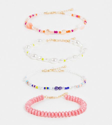 Curve - Lot de 4 bracelets de cheville à perles - ASOS DESIGN - Modalova
