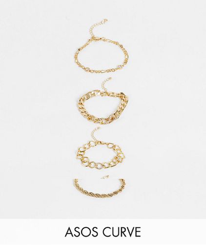 Curve - Lot de 4 bracelets en chaîne avec cristaux - ASOS DESIGN - Modalova
