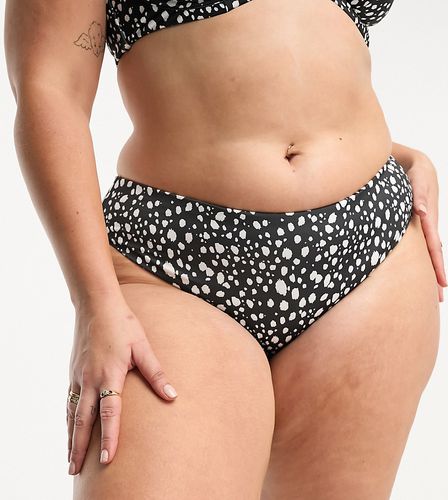 ASOS DESIGN Curve - Mix and Match - Bas de bikini taille basse échancré en V à pois - Noir et blanc - Asos Curve - Modalova