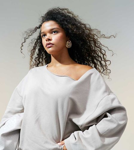 ASOS DESIGN Curve - Sweat oversize à épaules dénudées - Vison - Asos Curve - Modalova