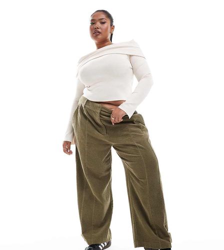 Curve - Pantalon en velours côtelé avec patte et couture - Kaki - Asos Design - Modalova